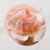 バラ招待状パーソナライズされたピーチバラRSVPカード 招待状 (正面/裏面)