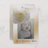 バラ招待状パーソナライズされたホワイトローズRSVPカード 出欠カード (正面/裏面)