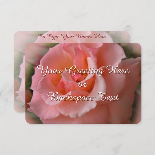 バラ招待状パーソナライズされたワイルドバラRSVPカード 出欠カード (正面/裏面)