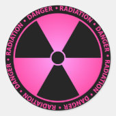 バラ放射線記号シール(文字付) ラウンドシール (正面)