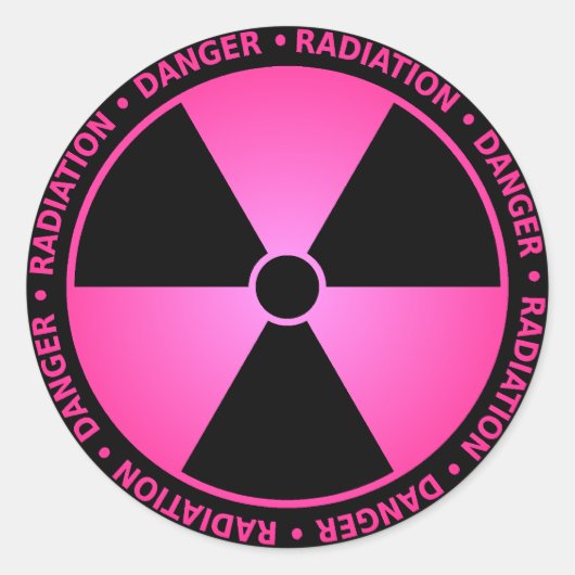 バラ放射線記号シール(文字付) ラウンドシール (正面)