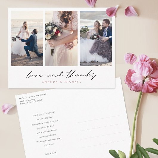 バラ数々の金ゴールド写真結婚コラージュ ポストカード