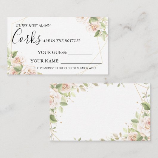 バラ数Corksブライダルシャワーカードゲーム プレイスカード (正面/裏面)
