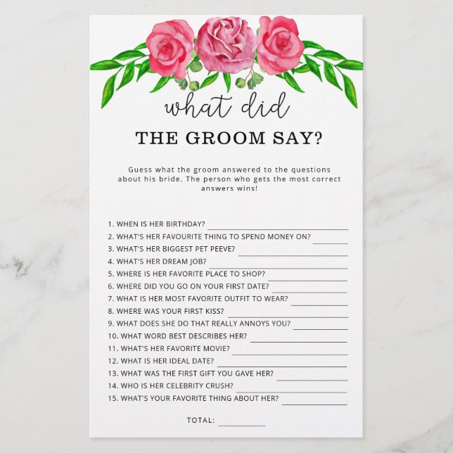 バラ新郎は何と言ったブライダルゲーム (正面)