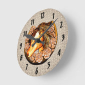 バラ時計 ラウンド壁時計 (傾斜)