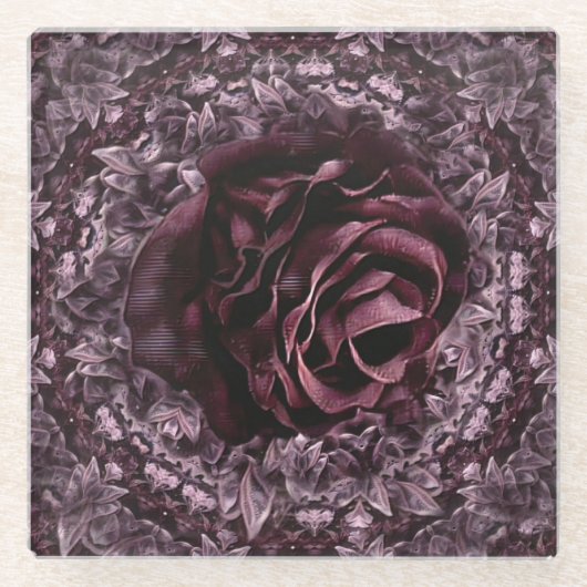 バラ曼荼羅 ガラスコースター (正面)