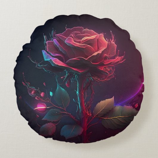 バラ未来的背景 ラウンドクッション (正面)