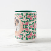 バラ枠付きグリッター模様 ツートーンマグカップ (中央)