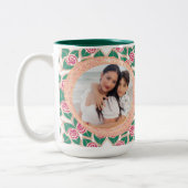 バラ枠付きグリッター模様 ツートーンマグカップ (左)