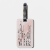 バラ水の色の葉名モノグラム ラゲッジタグ (裏面縦)