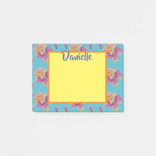 バラ水彩アート女性名Post It Notes ポストイット (正面)