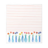 バラ水彩フラワーブーケオレンジライニング ノートパッド (正面)