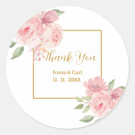 バラ水彩フラワーラベル ラウンドシール