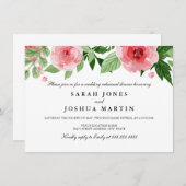 バラ水彩フラワーリハーサルディナー招待状 招待状 (正面/裏面)