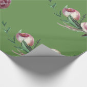 バラ水彩包み紙、30インチx 6フィート ラッピングペーパー (角)