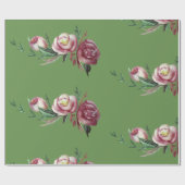 バラ水彩包み紙、30インチx 6フィート ラッピングペーパー (フラット)