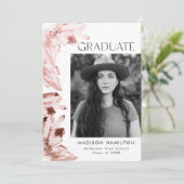 バラ水彩水晶フォト卒業パーティー 招待状 (スタンド正面)