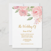 バラ水彩結婚式招待状 招待状 (正面)