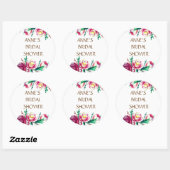 バラ水彩色ブライダルシャワーシール ラウンドシール (シート)