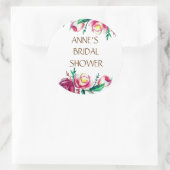 バラ水彩色ブライダルシャワーシール ラウンドシール (バッグ)