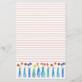 バラ水彩花花花花花花花花花花花花花束裏オレンジライニング 便箋 (正面)