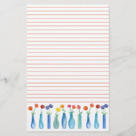 バラ水彩花花花花花花花花花花花花花束裏オレンジライニング 便箋