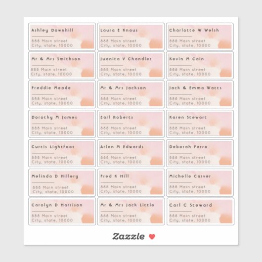 バラ水彩21個人名住所 シール (シート)