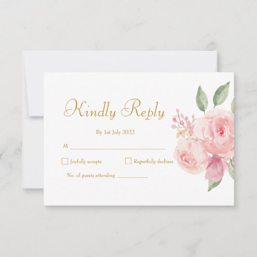 バラ水彩 出欠カード (正面)