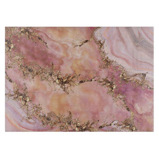 バラ水晶とパステルピンク大理石 カッティングボード (正面)