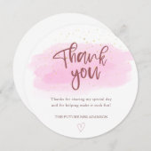 バラ水色ブライダルシャワーサンキューカード サンキューカード (正面/裏面)