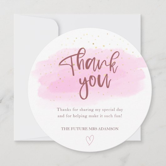 バラ水色ブライダルシャワーサンキューカード サンキューカード (正面)
