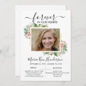 バラ永遠に私たちのハート葬儀メモリアル写真 招待状 (正面/裏面)