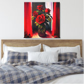 バラ油絵を描スタイル、引き伸ばしキャンバス印刷 キャンバスプリント (インサイチュ (寝室))