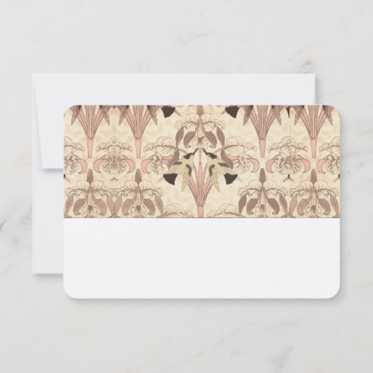 バラ淡い色のアールヌーボーハミングバーズウェディングRSVP Ca 出欠カード (裏面)