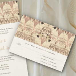 バラ淡い色のアールヌーボーハミングバーズウェディングRSVP Ca 出欠カード