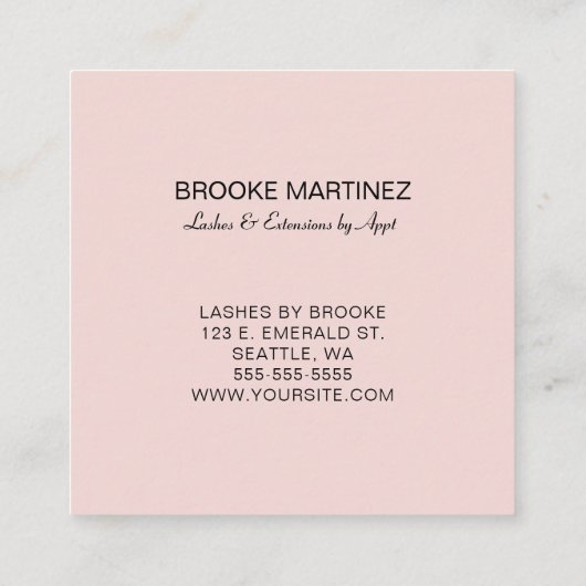 バラ淡い色の金ゴールドフローラモノグラム スクエア名刺 (裏面)