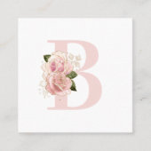 バラ淡い色の金ゴールドフローラモノグラム スクエア名刺 (正面)