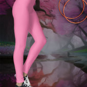 バラ無地のピンク レギンス