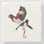 バラ焼きグロッサク(鳥)ショウジョウコウカンチョウバード ストーンコースター (正面)