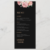 バラ牡丹の花ブラックメニューカード メニュー (正面)