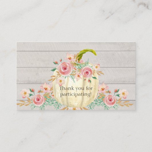 バラ牡丹赤面ピンクフローラかぼちゃブックリクエスト 名刺 (裏面)