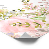 バラ牡丹赤面ピンク結婚フローラのウェルカムサイン ポスター (角)