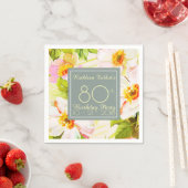 バラ牡丹80th誕生日パーティーペーパーナプキン スタンダードカクテルナプキン (インサイチュ)