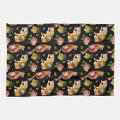 バラ猫ちゃんヴィンテージフローラキッチンタオル キッチンタオル (横)