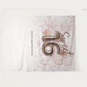 バラ甘い16日バルーンパーティーピンク背景 タペストリー (正面(横))