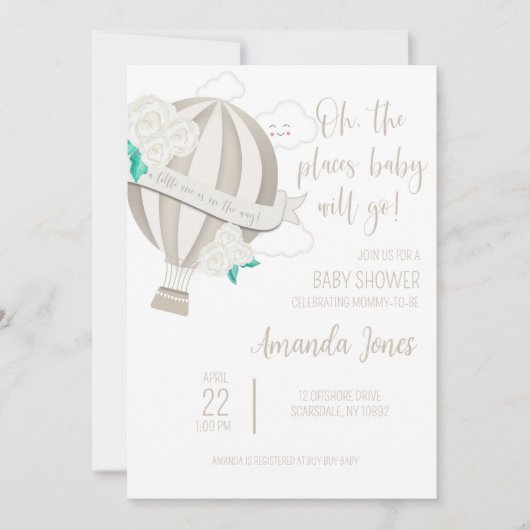 バラ男女兼用シャワー付き温風船 招待状 (正面)