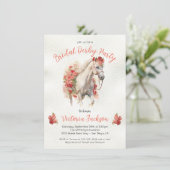 バラ白馬水色ダービーブライダルシャワー 招待状 (スタンド正面)