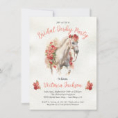 バラ白馬水色ダービーブライダルシャワー 招待状 (正面)