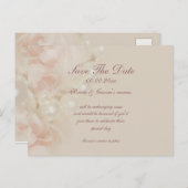 バラ真珠ピンク日付招待状を保存 案内ポストカード (正面/裏面)