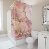 バラ石英とパステルピンク大理石 シャワーカーテン (インサイチュ)